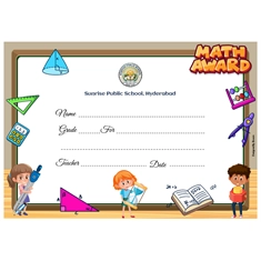 School Maths Award Certificate A4 Size | Use on Laser Printer